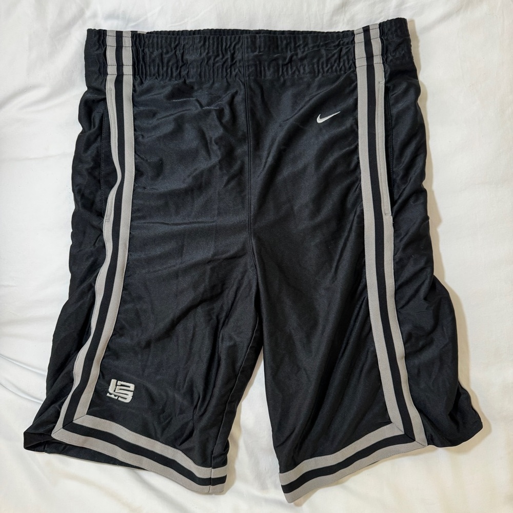 Nike LeBron Basketball Black Shorts Dazzle Shiny Silky Y2K